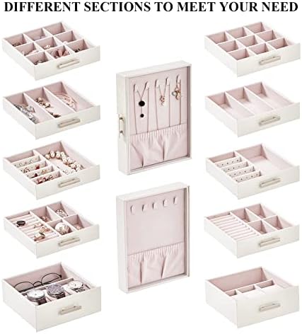 קופסא תכשיטים לנשים לבן תכשיטי ארגונית תיבת מרווח עבור כל תכשיטי תכשיטי אחסון מקרה עבור שרשרת עגיל צמיד
