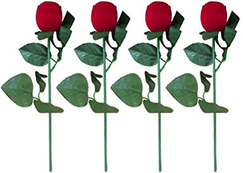 קופסת תכשיטים אדומה של דויטול 4 יחידות קופסאות טבעות ורדים אדומים הגדרת תכשיטים יצירתיים קופסת מתנה