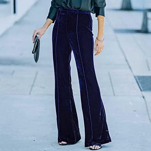 חותלות לנשים לנשים מתלקחות מכנסי טרנינג סטריט רחוב טרנדי מכנסיים בצבע אחיד קטיפה מכנסי נשים פלורסנטיות