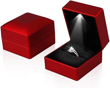 2 יחידות הוביל טבעת תיבת מואר טבעת מקרה תכשיטי תצוגת עבור הצעה, אירוסין, חתונה, מתנה